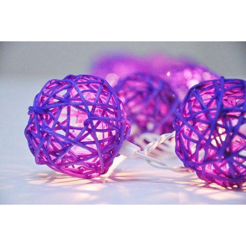 1 Set of 20 LED Cassis Purple 5cm Rattan Cane Ball Battery Powered String Lights Christmas Gift Home Wedding Party Bedroom Decoration Table Centrepiece - Magdasmall