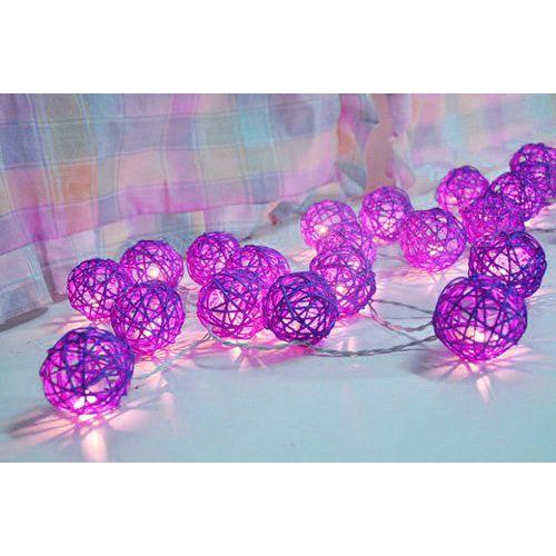 1 Set of 20 LED Cassis Purple 5cm Rattan Cane Ball Battery Powered String Lights Christmas Gift Home Wedding Party Bedroom Decoration Table Centrepiece - Magdasmall