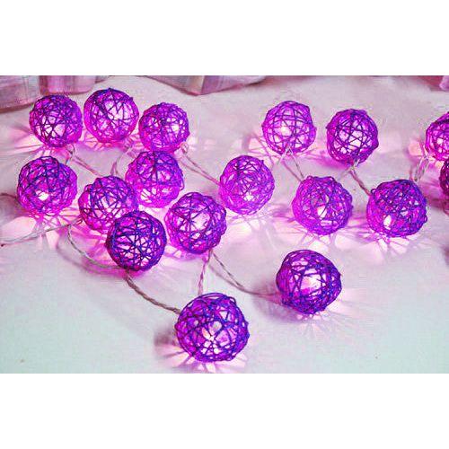 1 Set of 20 LED Cassis Purple 5cm Rattan Cane Ball Battery Powered String Lights Christmas Gift Home Wedding Party Bedroom Decoration Table Centrepiece - Magdasmall