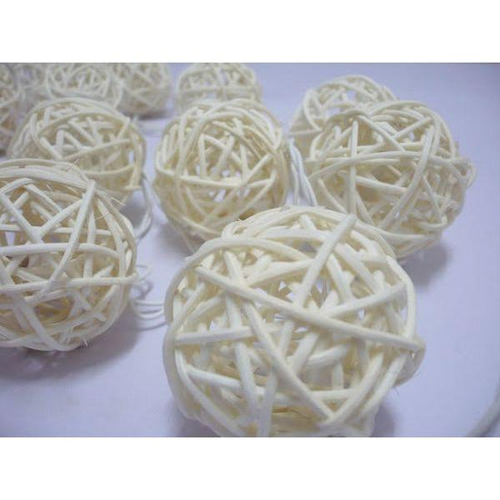 1 Set of 20 LED Cream White 5cm Rattan Cane Ball Battery Powered String Lights Christmas Gift Home Wedding Party Bedroom Decoration Table Centrepiece - Magdasmall