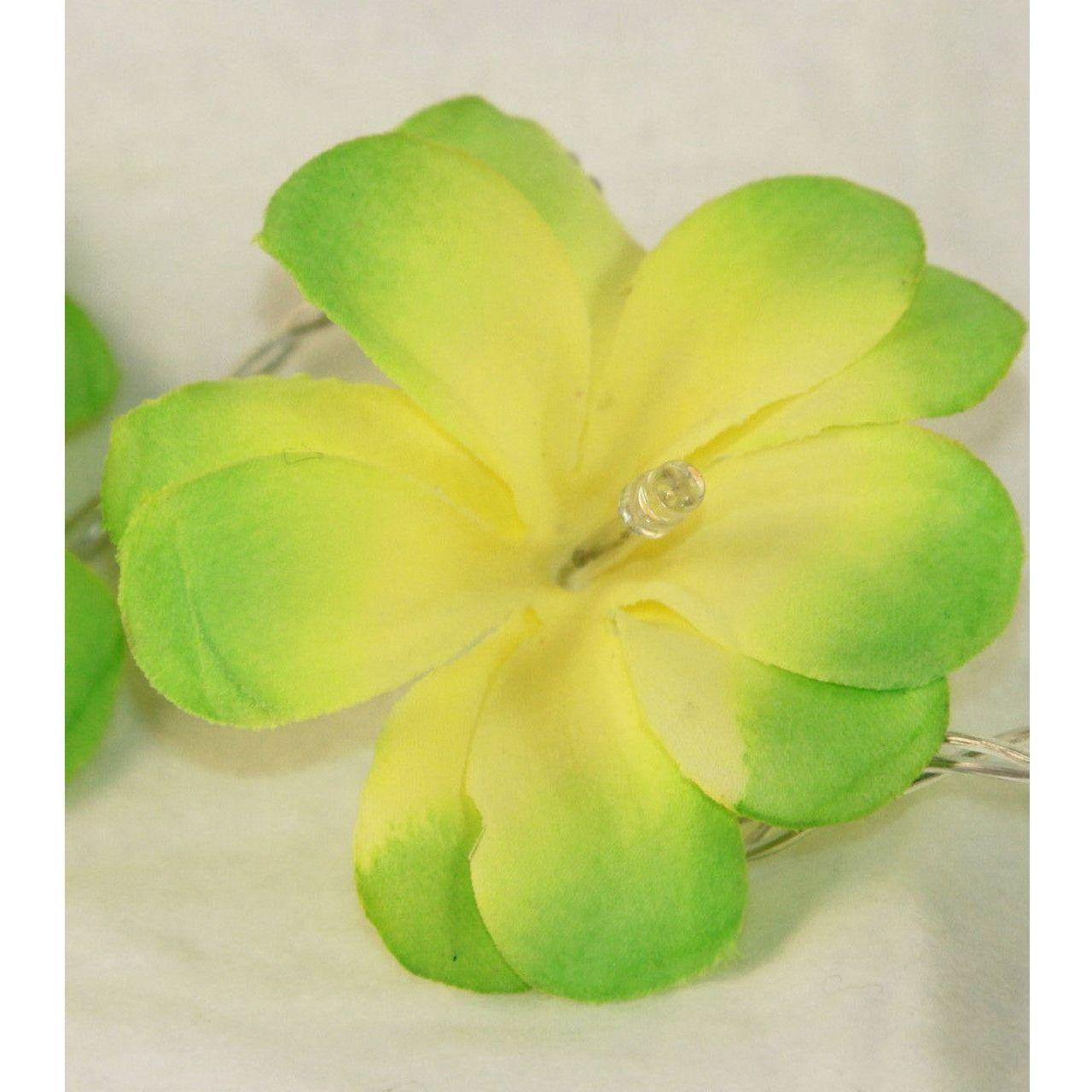 1 Set of 20 LED Green Frangipani Flower Battery String Lights Christmas Gift Home Wedding Party Decoration Outdoor Table Garland Wreath - Magdasmall