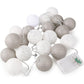 1 Set of 20 LED Grey White 5cm Cotton Ball Battery Powered String Lights Gift Home Wedding Party Bedroom Decoration Outdoor Indoor Table Centrepiece - Magdasmall