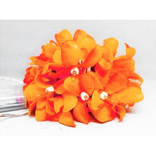 1 Set of 20 LED Orange Frangipani Flower Battery String Lights Christmas Gift Home Wedding Party Decoration Outdoor Table Garland Wreath - Magdasmall
