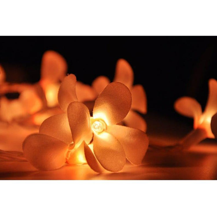 1 Set of 20 LED Orange Frangipani Flower Battery String Lights Christmas Gift Home Wedding Party Decoration Outdoor Table Garland Wreath - Magdasmall