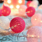 1 Set of 20 LED Pink 5cm Cotton Ball Battery Powered String Lights Christmas Gift Home Wedding Party Girl Bedroom Decoration Outdoor Indoor Table - Magdasmall