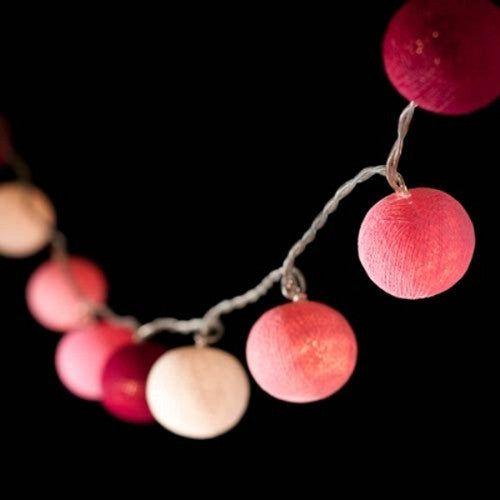 1 Set of 20 LED Pink 5cm Cotton Ball Battery Powered String Lights Christmas Gift Home Wedding Party Girl Bedroom Decoration Outdoor Indoor Table - Magdasmall