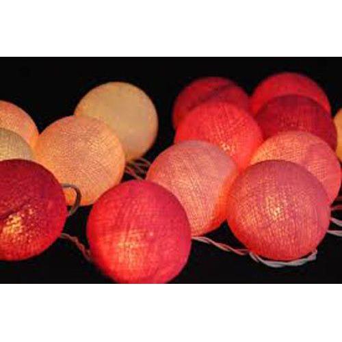 1 Set of 20 LED Pink 5cm Cotton Ball Battery Powered String Lights Christmas Gift Home Wedding Party Girl Bedroom Decoration Outdoor Indoor Table - Magdasmall