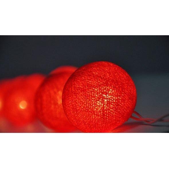 1 Set of 20 LED Red 5cm Cotton Ball Battery Powered String Lights Christmas Gift Home Wedding Party Bedroom Decoration Outdoor Indoor Table Centrepiece - Magdasmall