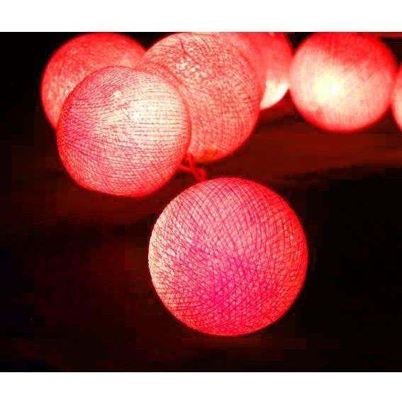 1 Set of 20 LED Red 5cm Cotton Ball Battery Powered String Lights Christmas Gift Home Wedding Party Bedroom Decoration Outdoor Indoor Table Centrepiece - Magdasmall