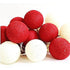 1 Set of 20 LED Red White 5cm Cotton Ball Battery String Lights Christmas Gift Home Wedding Party Bedroom Decoration Outdoor Indoor Table Centrepiece - Magdasmall