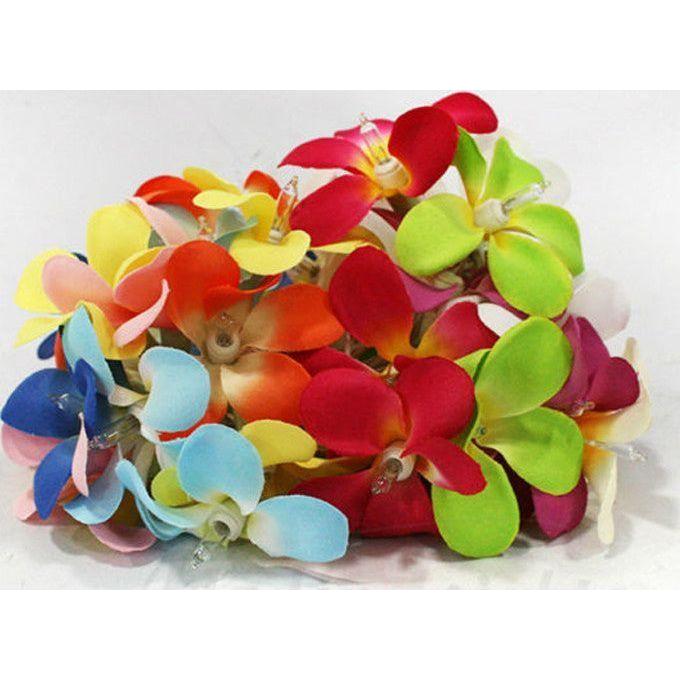 1 Set of 20 LED Tropical Bright Colous Frangipani Flower Battery String Lights Christmas Gift Home Wedding Party Decoration Outdoor Table Centrepiece - Magdasmall