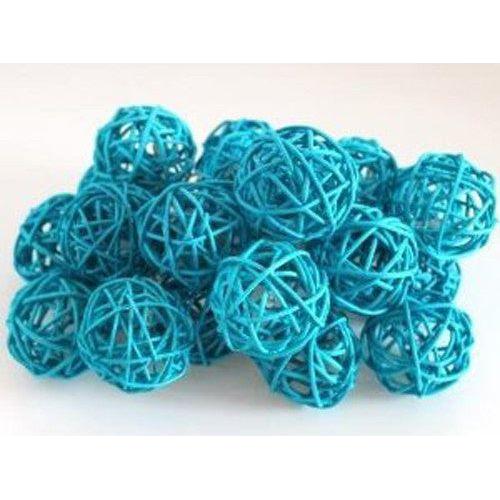 1 Set of 20 LED Turquoise 5cm Rattan Cane Ball Battery Powered String Lights Christmas Gift Home Wedding Party Bedroom Decoration Table Centrepiece - Magdasmall