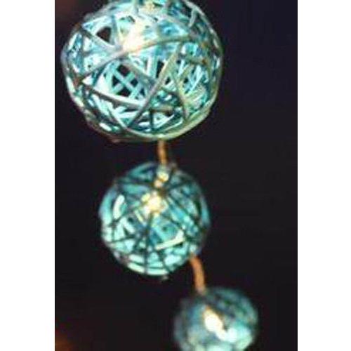 1 Set of 20 LED Turquoise 5cm Rattan Cane Ball Battery Powered String Lights Christmas Gift Home Wedding Party Bedroom Decoration Table Centrepiece - Magdasmall