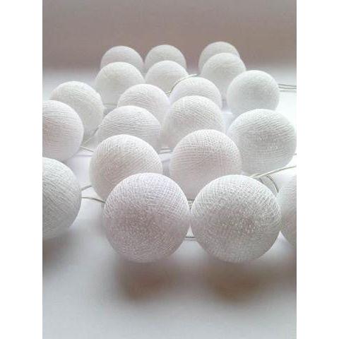 1 Set of 20 LED White 5cm Cotton Ball Battery Powered String Lights Christmas Gift Home Wedding Party Bedroom Decoration Outdoor Indoor Table Centrepiece - Magdasmall