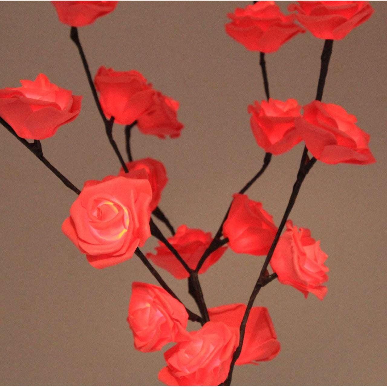 1 Set of 50cm H 20 LED Red Rose Tree Branch Stem Fairy Light Wedding Event Party Function Table Vase Centrepiece Decoration - Magdasmall