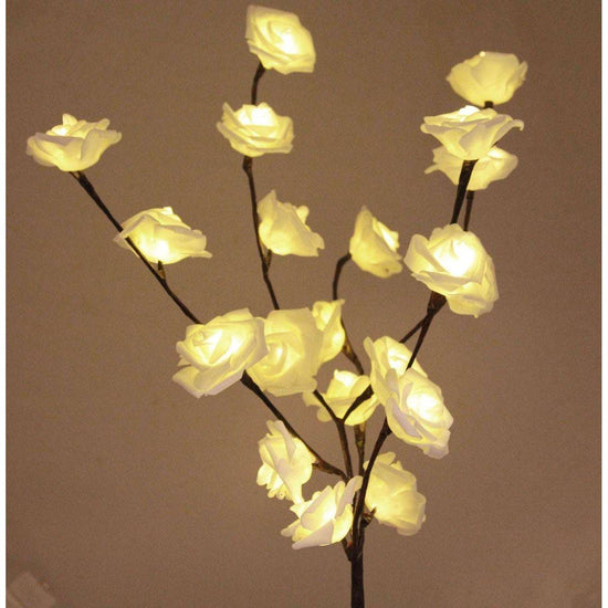 1 Set of 50cm H 20 LED White Rose Tree Branch Stem Fairy Light Wedding Event Party Function Table Vase Centrepiece Decoration - Magdasmall