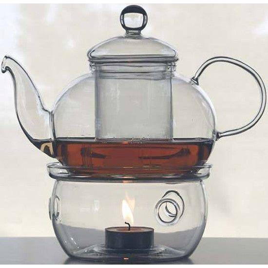 1 Set of Gongfu Chinese Ceremony Tea Set - 6 Glass cups with Infuser and Tealight Candle Pot Warmer - Magdasmall