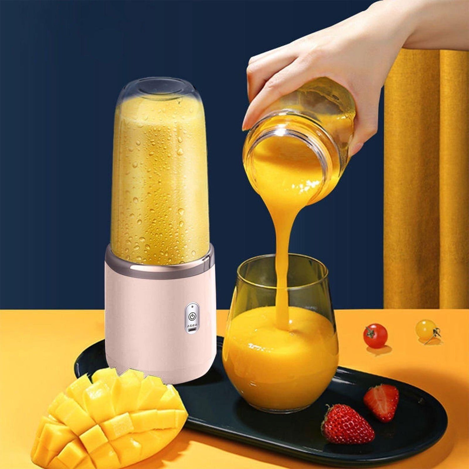 1 x Portable USB Pink Rechargeable Juicer Cup,Portable Blender for Smoothies and Juices - USB Rechargeable, Powerful & Compact - Magdasmall