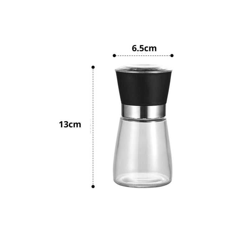1x 150ml Glass Salt or Pepper Grinder 12cm - Adjustable Ceramic Core Short Mill - Magdasmall