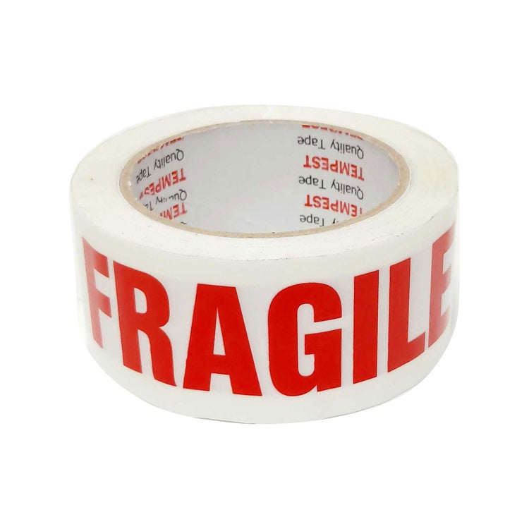 1x Fragile Packing Tape 48mmx75m - Long Rolls Red White Packaging Adhesive Label - Magdasmall