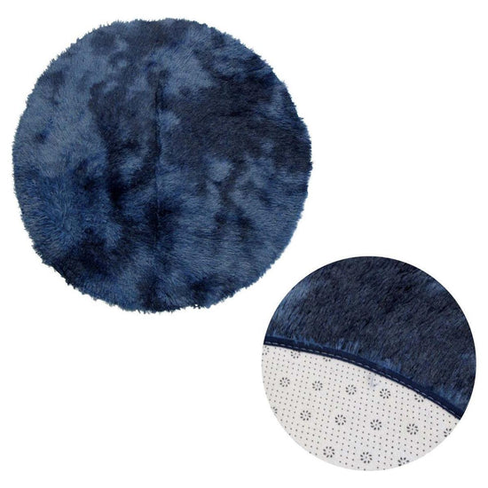 2-Toned Extra Light Weighted Shaggy Fluffy Floor Mat Navy - Magdasmall