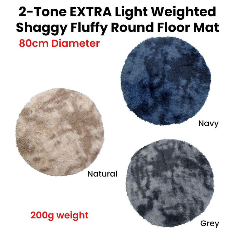 2-Toned Extra Light Weighted Shaggy Fluffy Floor Mat Navy - Magdasmall