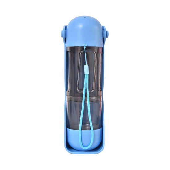 2-in-1 Portable Pet Water and Food Bottle - Leak-Proof Design with Water Lock and Easy Dispenser,300ml Water+200ml food feeder  Blue Colour - Magdasmall