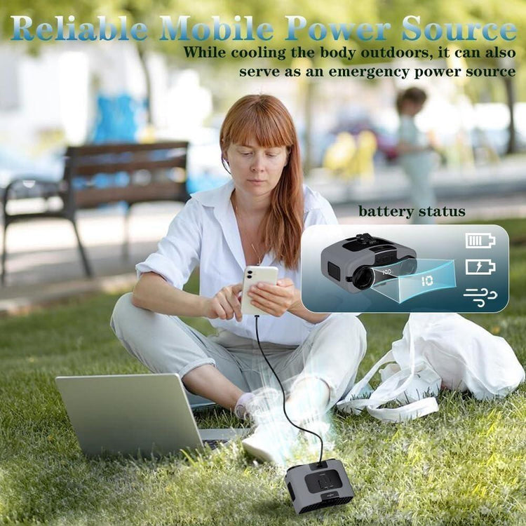 20000mAh Outdoor Portable Waist Fan Hanging Neck Fan Strong Wind with Power Bank LED Lighting for Sports Courier Outdoor Working - Magdasmall