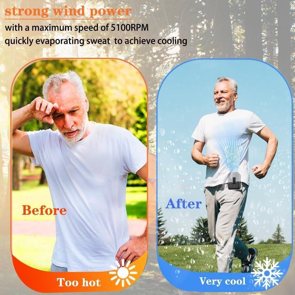 20000mAh Outdoor Portable Waist Fan Hanging Neck Fan Strong Wind with Power Bank LED Lighting for Sports Courier Outdoor Working - Magdasmall