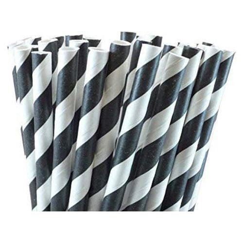 200 Pack Black White Drinking Straws Biodegradable Eco Paper Birthday Party Event Bistro Bar Cafe Take Away - Magdasmall