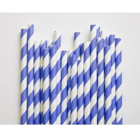 200 Pack Blue White Drinking Straws Biodegradable Eco Paper Birthday Party Event Bistro Bar Cafe Take Away - Magdasmall