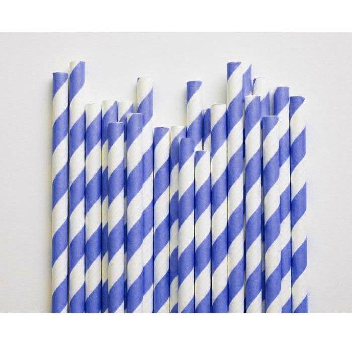 200 Pack Blue White Drinking Straws Biodegradable Eco Paper Birthday Party Event Bistro Bar Cafe Take Away - Magdasmall
