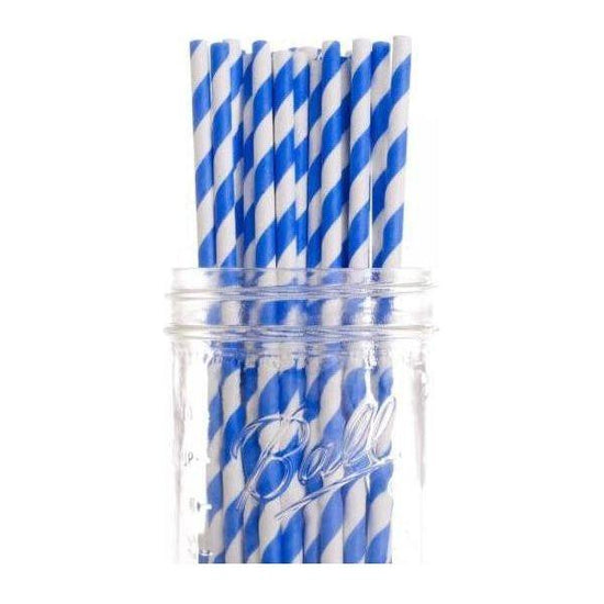 200 Pack Blue White Drinking Straws Biodegradable Eco Paper Birthday Party Event Bistro Bar Cafe Take Away - Magdasmall