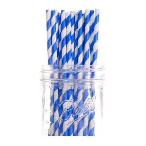 200 Pack Blue White Drinking Straws Biodegradable Eco Paper Birthday Party Event Bistro Bar Cafe Take Away - Magdasmall