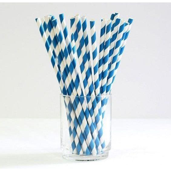 200 Pack Blue White Drinking Straws Biodegradable Eco Paper Birthday Party Event Bistro Bar Cafe Take Away - Magdasmall
