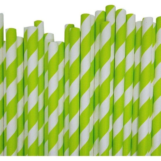 200 Pack Green White Drinking Straws Biodegradable Eco Paper Birthday Party Event Bistro Bar Cafe Take Away - Magdasmall