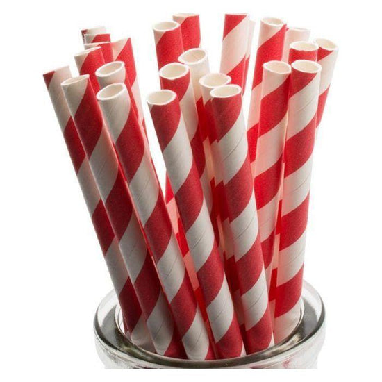 200 Pack Red White Drinking Straws Biodegradable Eco Paper Birthday Party Event Bistro Bar Cafe Take Away - Magdasmall