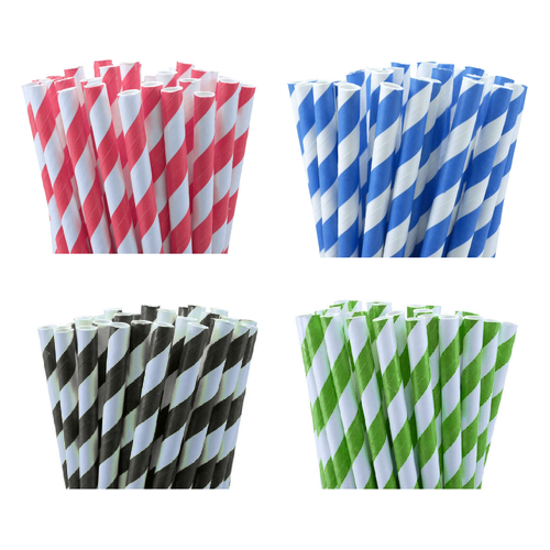 200 Pack Red White Drinking Straws Biodegradable Eco Paper Birthday Party Event Bistro Bar Cafe Take Away - Magdasmall