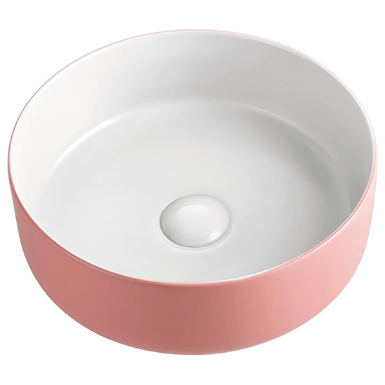 2021 Matte Pink outside Round 360 mm Dia top counter basin porcelain sink - Magdasmall