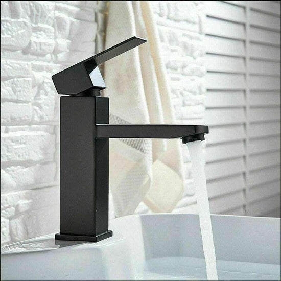 2021 Square Cube style basin mount tap low faucet Matte Black tap mixer spout - Magdasmall