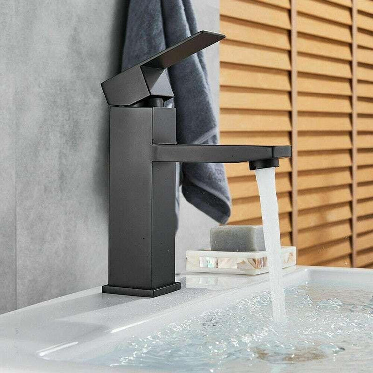 2021 Square Cube style basin mount tap low faucet Matte Black tap mixer spout - Magdasmall