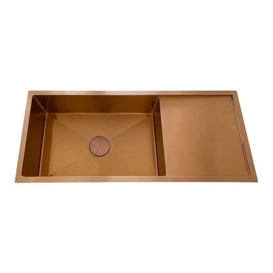 2022 Brushed brass gold Copper Gunmetal single long bowl drainer stainless steel 304 kitchen sink