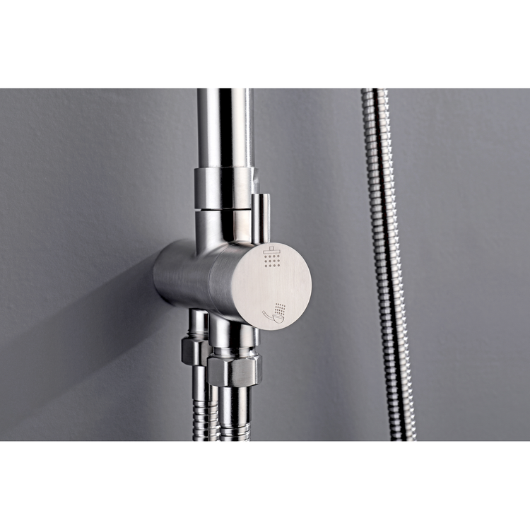 2023 Brushed Nickel Solid Stainless Steel 304 made shower set w diverter 200 mm head sprayer hand held head Suit Outdoor - Magdasmall