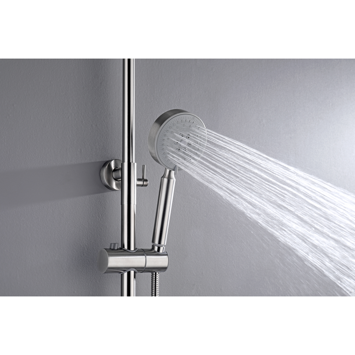 2023 Brushed Nickel Solid Stainless Steel 304 made shower set w diverter 200 mm head sprayer hand held head Suit Outdoor - Magdasmall