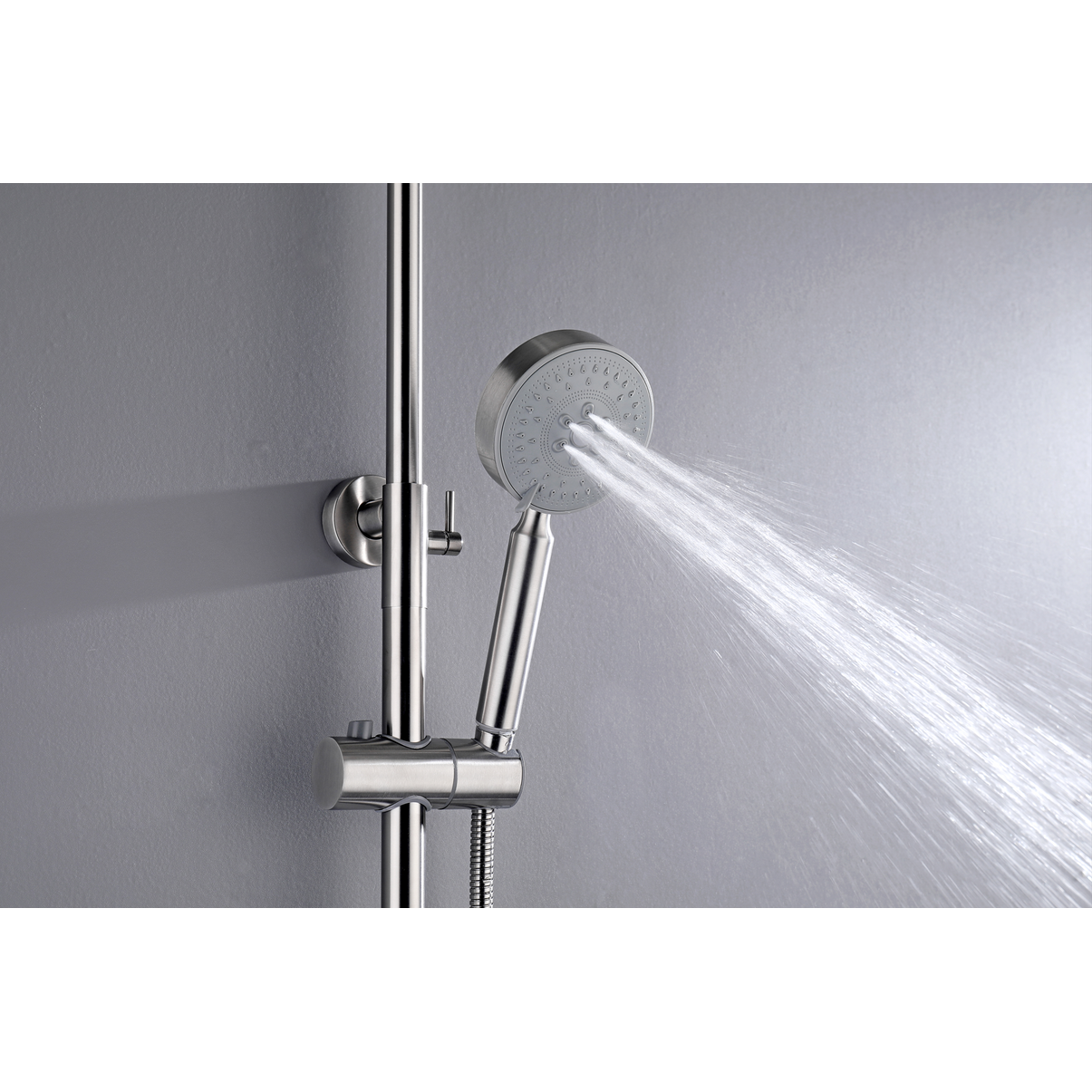 2023 Brushed Nickel Solid Stainless Steel 304 made shower set w diverter 200 mm head sprayer hand held head Suit Outdoor - Magdasmall