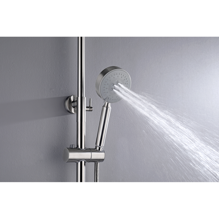 2023 Brushed Nickel Solid Stainless Steel 304 made shower set w diverter 200 mm head sprayer hand held head Suit Outdoor - Magdasmall