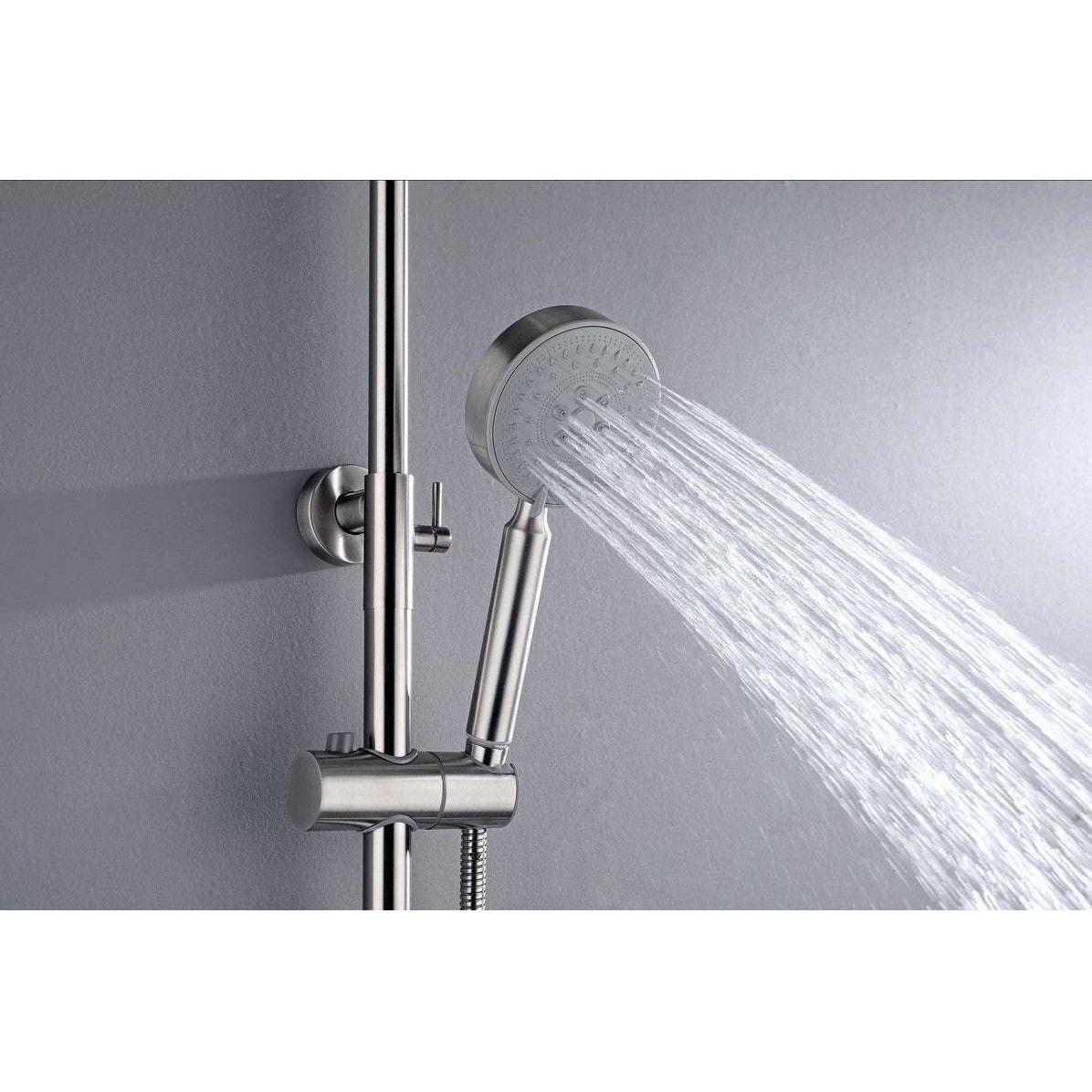 2023 Brushed Nickel Solid Stainless Steel 304 made shower set w diverter 200 mm head sprayer hand held head Suit Outdoor - Magdasmall