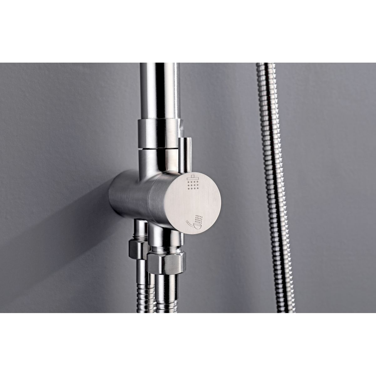 2023 Brushed Nickel Solid Stainless Steel 304 made shower set w diverter 200 mm head sprayer hand held head Suit Outdoor - Magdasmall