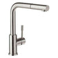 2023 Brushed Nickel Stainless steel L shape pull out with spray function spring kitchen mixer tap faucet Stainless steel Made PVD plated - Magdasmall