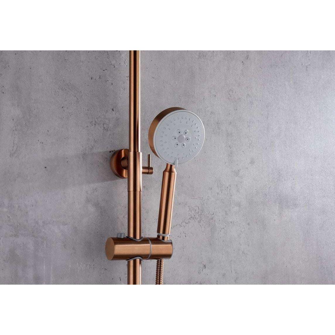2023 Brushed Rose Gold Copper Solid Stainless Steel 304 made shower set w diverter 200 mm head sprayer hand held head - Magdasmall